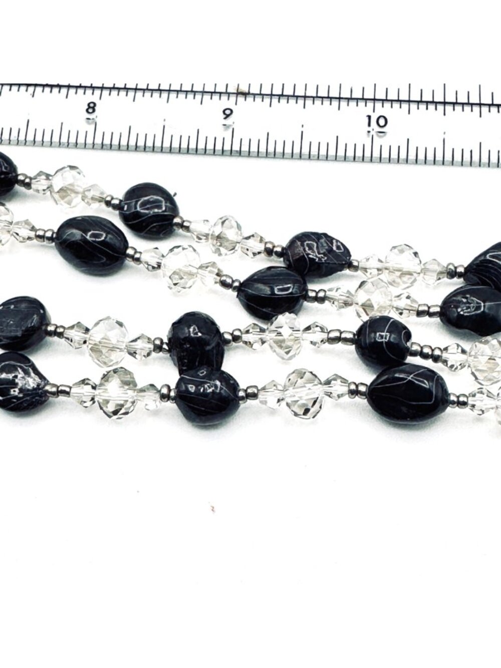 Crystal and Black Lampwork Bead Necklace 60" Long Opera Length by Sukhmani 80g - Picture 12 of 16
